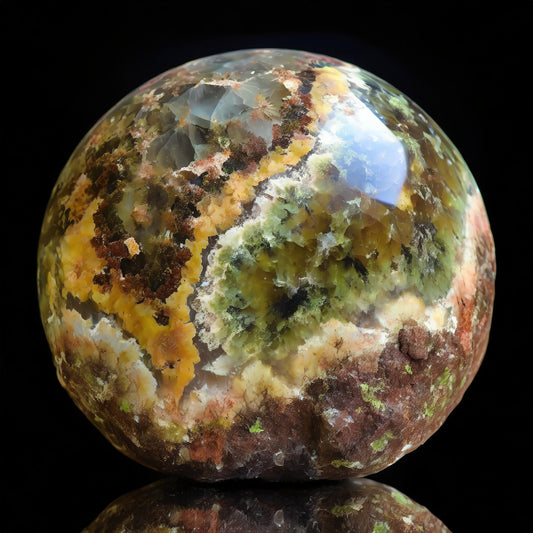 Sphere - 9" Moss Agate Sphere with Multiple Sediment Inclusions